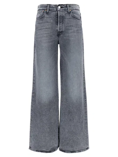 Mother Wide Leg Stretch Cotton Jeans In Blue