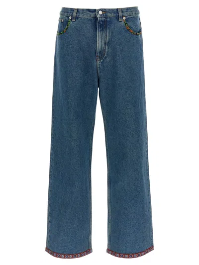 Valentino Denim Jeans With Back Patch Pockets In Blue