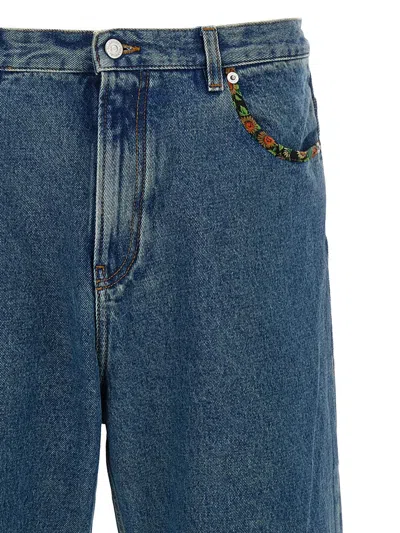 Valentino Denim Jeans With Back Patch Pockets In Blue
