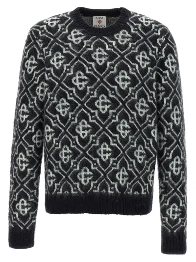 Casablanca Black Mohair Blend Monogrammed Sweater Men In Black