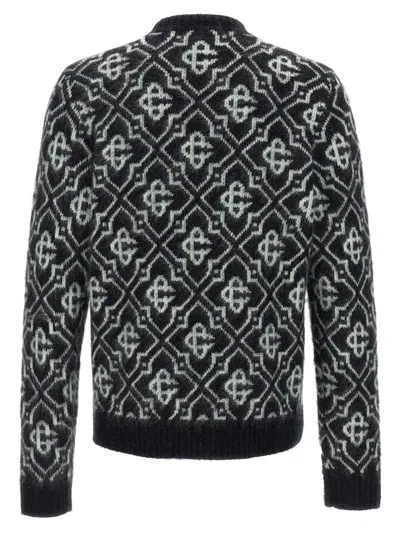 Casablanca Black Mohair Blend Monogrammed Sweater Men In Black