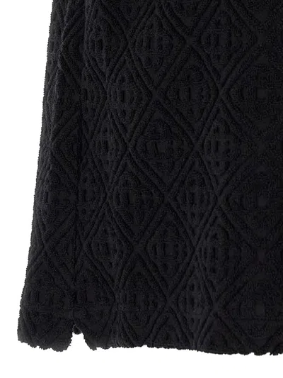 Casablanca Black Shirt With Classic Lapels And All-over Embossed Monogram In Black