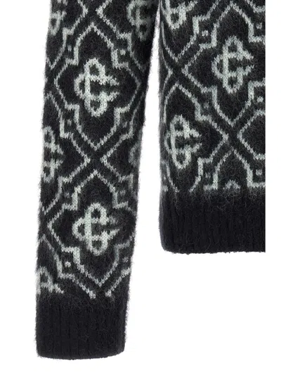 Casablanca Black Mohair Blend Monogrammed Sweater Men In Black