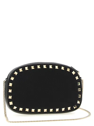 Valentino Black Rockstud Mini Crossbody Bag In Black