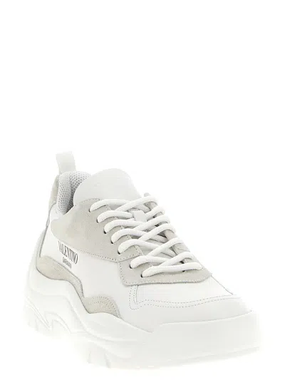 Valentino Two-tone Leather And Suede Gumboy Sneakers In White