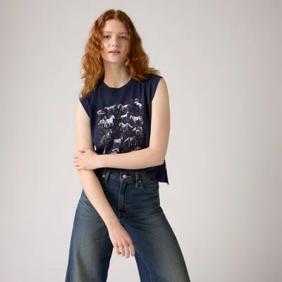 Levi's Graphic Boxy Tank Top In Blue