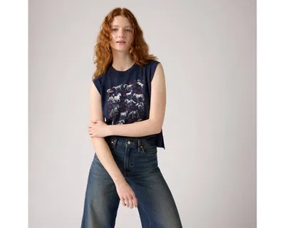 Levi's Graphic Boxy Tank Top In Blue