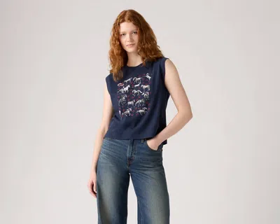 Levi's Graphic Boxy Tank Top In Blue