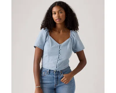 Levi's Kierra Short-sleeve Denim Blouse In Blue
