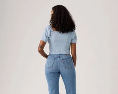 Levi's Kierra Short-sleeve Denim Blouse In Blue