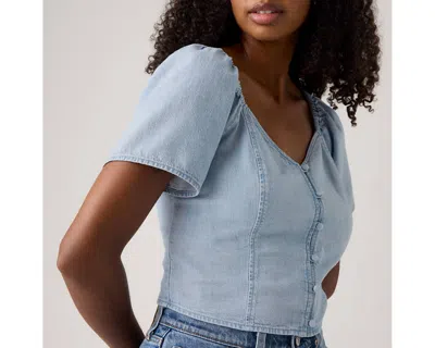 Levi's Kierra Short-sleeve Denim Blouse In Blue