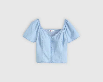 Levi's Kierra Short-sleeve Denim Blouse In Blue
