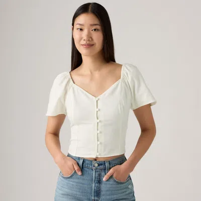 Levi's Kierra Short-sleeve Denim Blouse In White