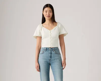 Levi's Kierra Short-sleeve Denim Blouse In White