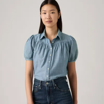 Levi's Lea Short-sleeve Slim Blouse In Blue