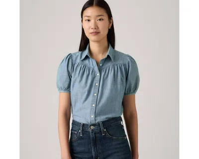 Levi's Lea Short-sleeve Slim Blouse In Blue