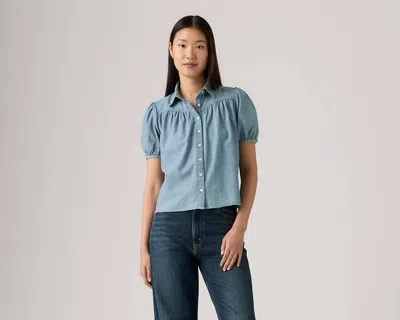 Levi's Lea Short-sleeve Slim Blouse In Blue