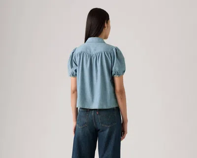 Levi's Lea Short-sleeve Slim Blouse In Blue