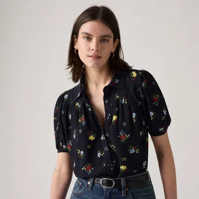Levi's Lea Short-sleeve Slim Blouse In Black