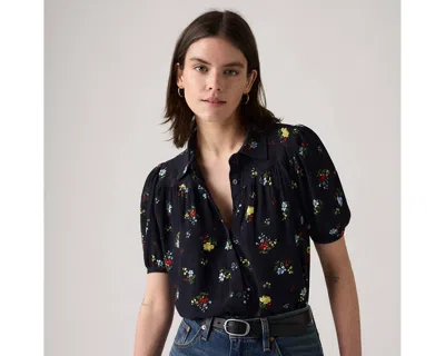 Levi's Lea Short-sleeve Slim Blouse In Black