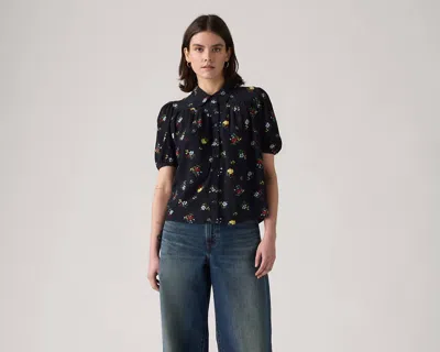 Levi's Lea Short-sleeve Slim Blouse In Black