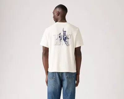 Levi's Cowboy Logo Back Print Relaxed Fit T-shirt In White