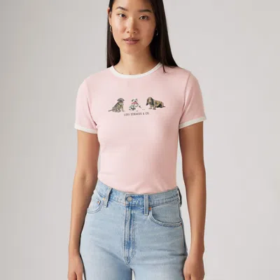 Levi's Graphic Ringer Rickie Tee T-shirt In Pink