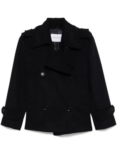 Max Mara Double-breasted Trench Coat In Black