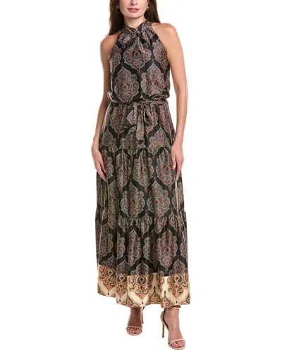 Julia Jordan Tiered Satin Maxi Dress In Multi