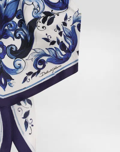 Dolce & Gabbana Majolica-print Silk Top In Blue