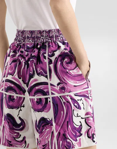 Dolce & Gabbana Women Cotton Shorts With Maiolica Print In Multi