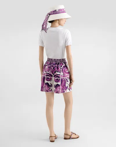 Dolce & Gabbana Women Cotton Shorts With Maiolica Print In Multi