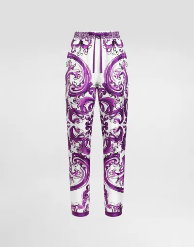 Dolce & Gabbana Majolica-print Silk Twill Vanity Trousers In Multi