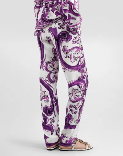 Dolce & Gabbana Majolica-print Silk Twill Vanity Trousers In Multi