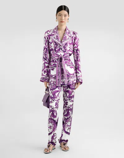 Dolce & Gabbana Majolica-print Silk Twill Vanity Trousers In Multi