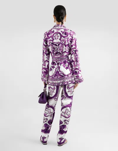 Dolce & Gabbana Majolica-print Silk Twill Vanity Trousers In Multi