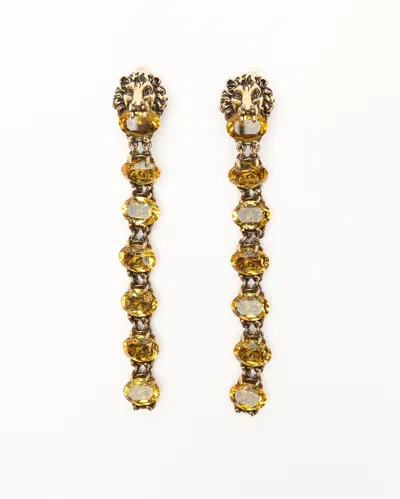 Gucci Lion Head Crystal Clip-on Earrings