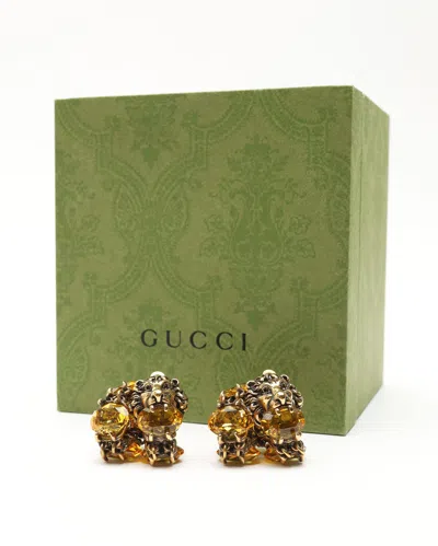 Gucci Lion Head Crystal Clip-on Earrings