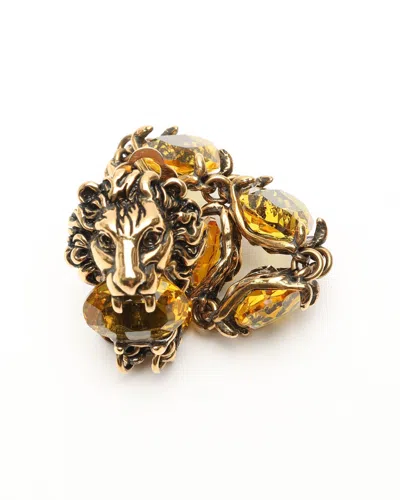 Gucci Lion Head Crystal Clip-on Earrings