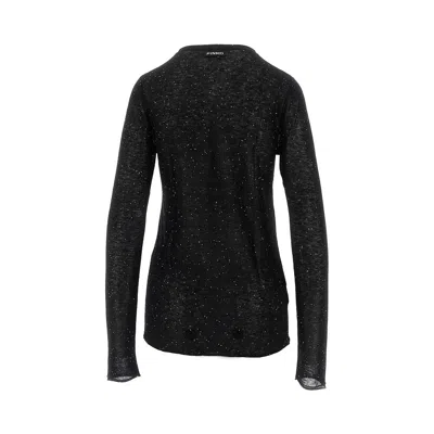 Pinko Crew-neck Sweater With Sequins In Black