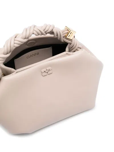 Ganni Oyster Gray Bou Small Recycled-leather Blend Top-handle Bag