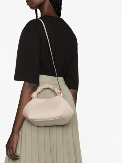 Ganni Oyster Gray Bou Small Recycled-leather Blend Top-handle Bag