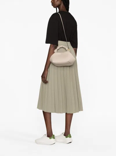 Ganni Oyster Gray Bou Small Recycled-leather Blend Top-handle Bag