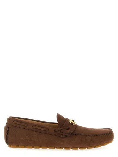 Valentino Mocassino Driver Fastaway In Cervo Suede In Brown