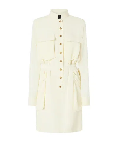 Pinko Button-up Midi Dress With Drawstring Waist In Neutral