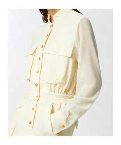 Pinko Button-up Midi Dress With Drawstring Waist In Neutral