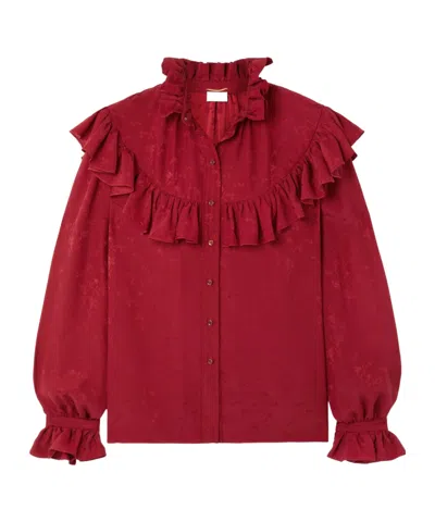 Saint Laurent Silk Blouse With Ruffles In Red