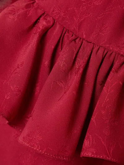 Saint Laurent Silk Blouse With Ruffles In Red