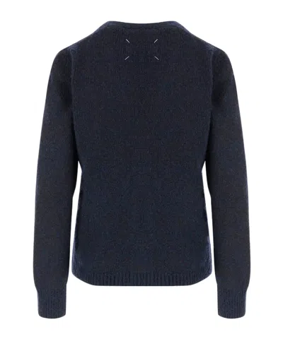 Maison Margiela Wool Blend Cardigan In Blue