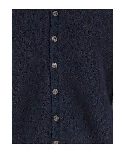 Maison Margiela Wool Blend Cardigan In Blue